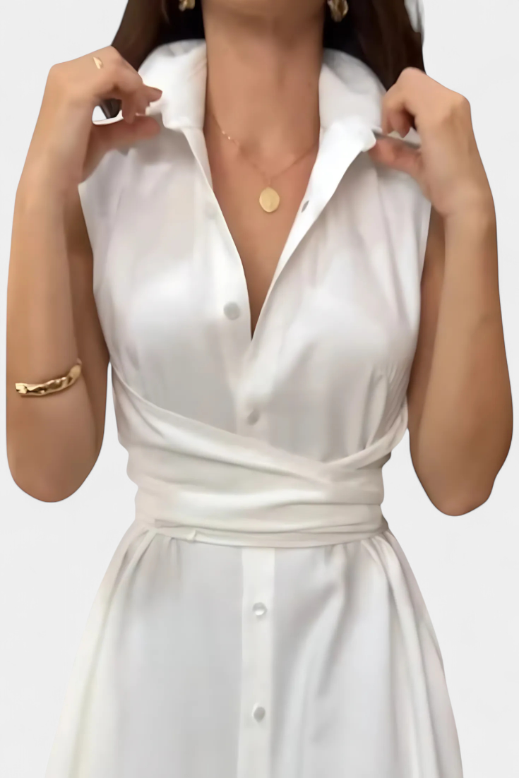 Meryl Shirt Dress with Buttons and Adjustable Belt