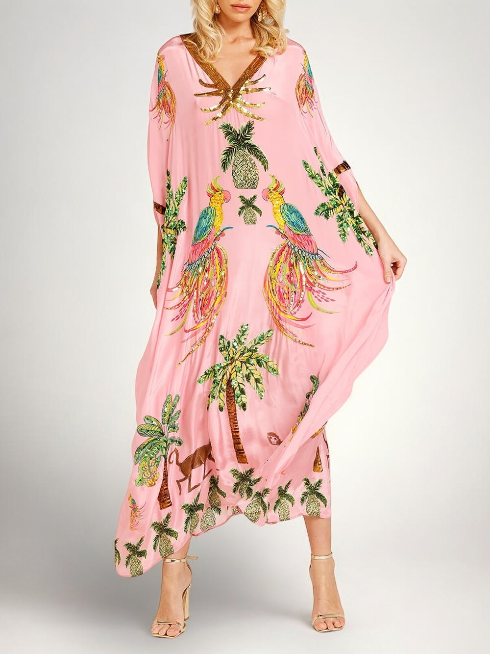 Sahara | Drop Shoulder Sleeve Coconut Tree Printed Dress