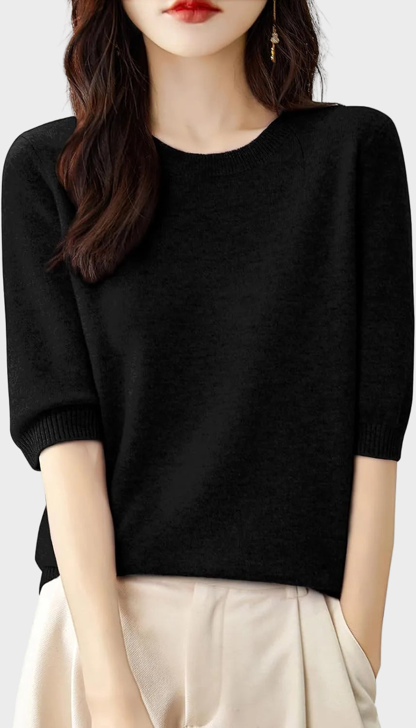 Eureka | 100% Merino Wool Crewneck Half Sleeve Sweater