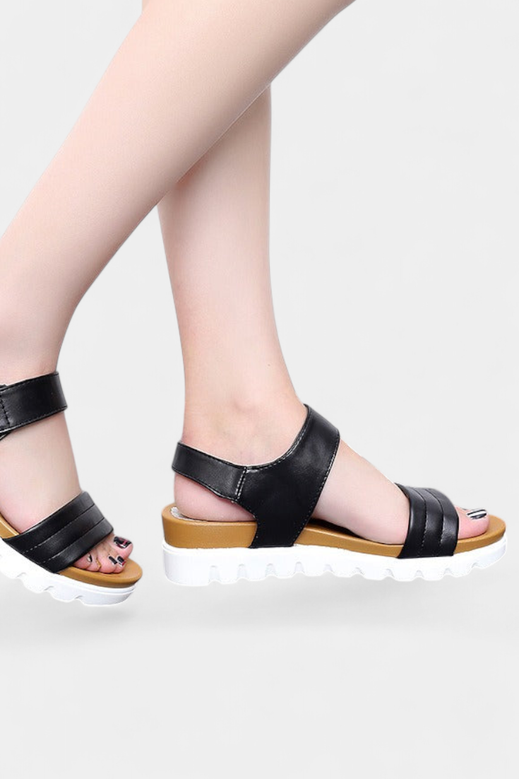 Clothide Casual Platform sandals with double strap and adjustable buckle