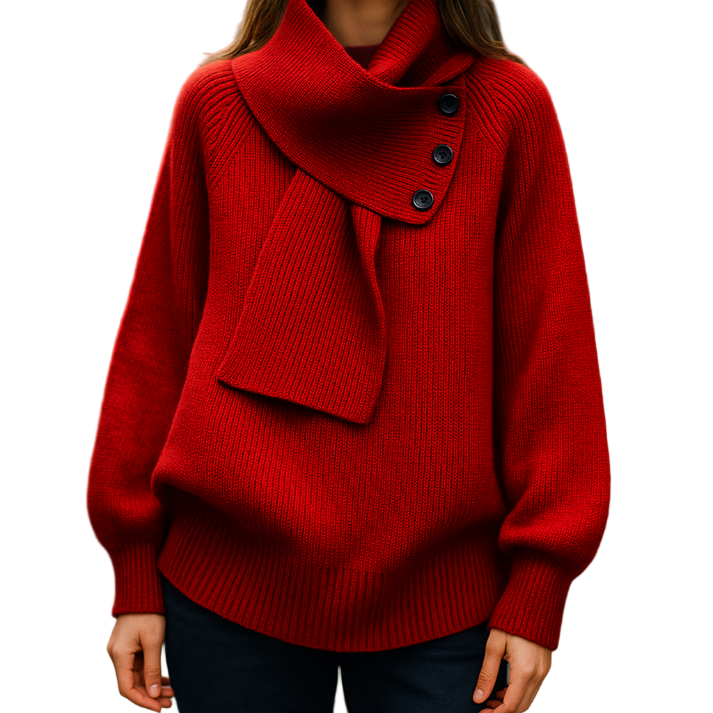 Aurelia knitted with a scarf-like neck