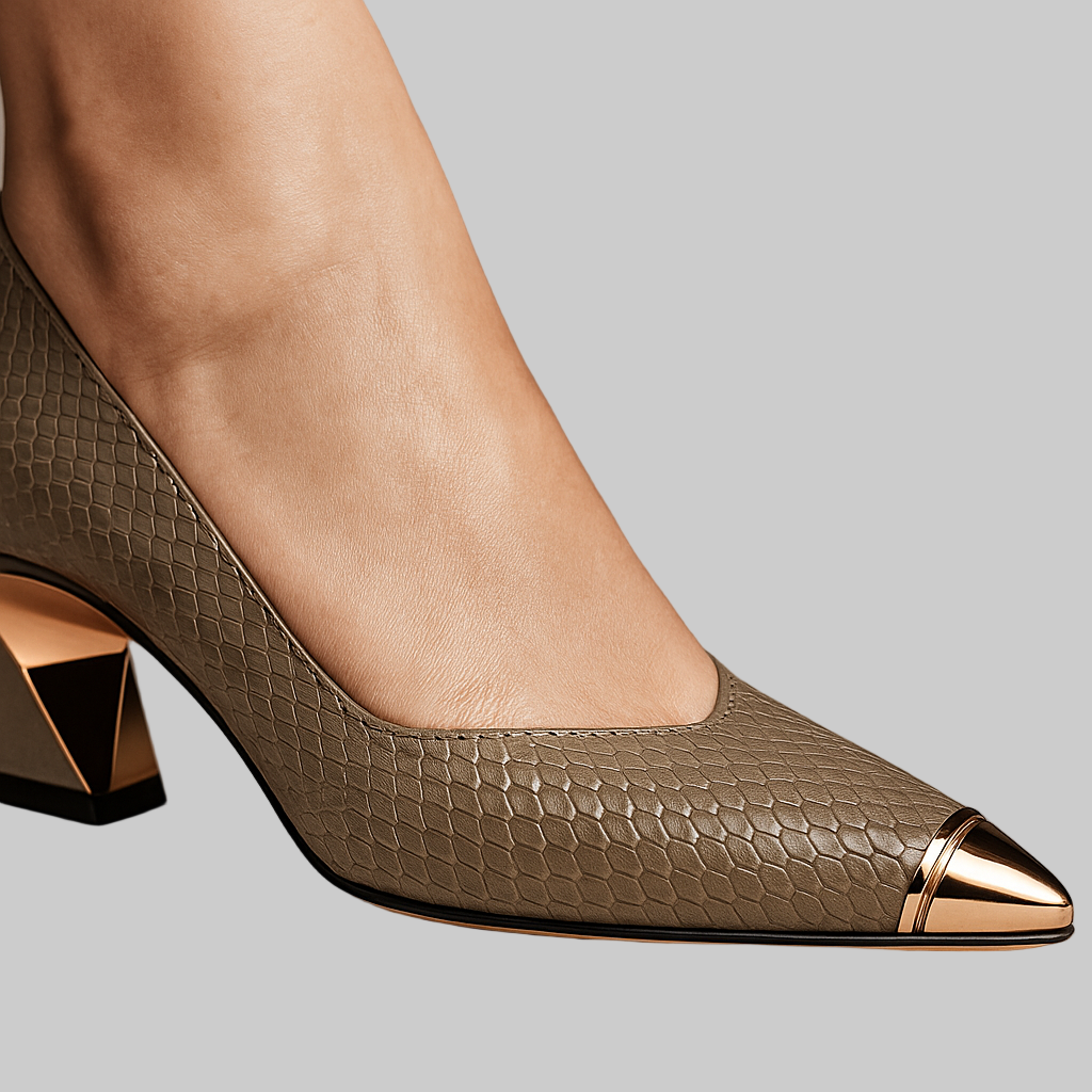 Podpatky Amanda se zlatou špičkou