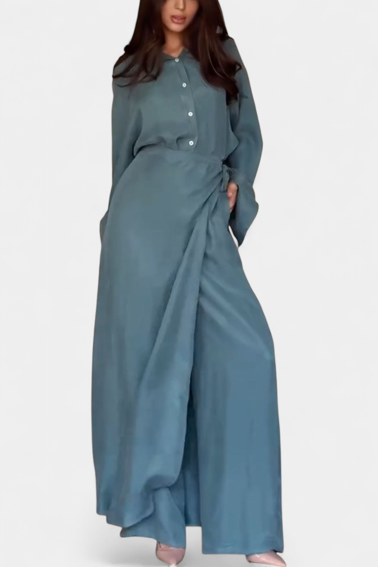 Marisol Casual Set with Loose Shirt and Pants-Skirt