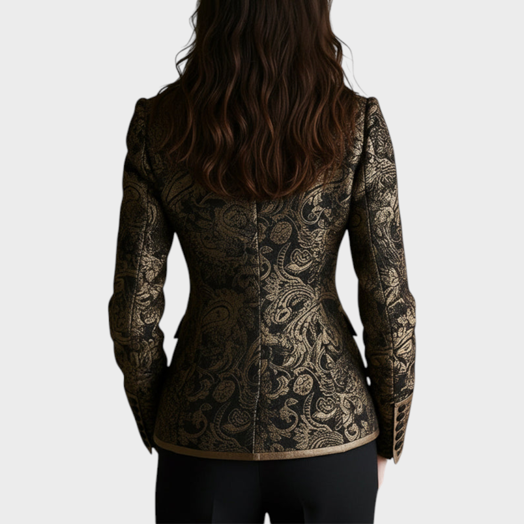 Ayiella | Quiet Luxury Paisley Jacquard Blazer with Twisted Collars