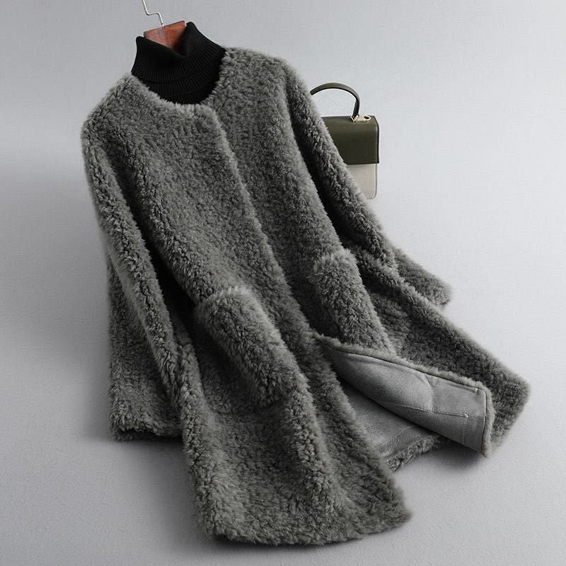Shearling coat with wool lining