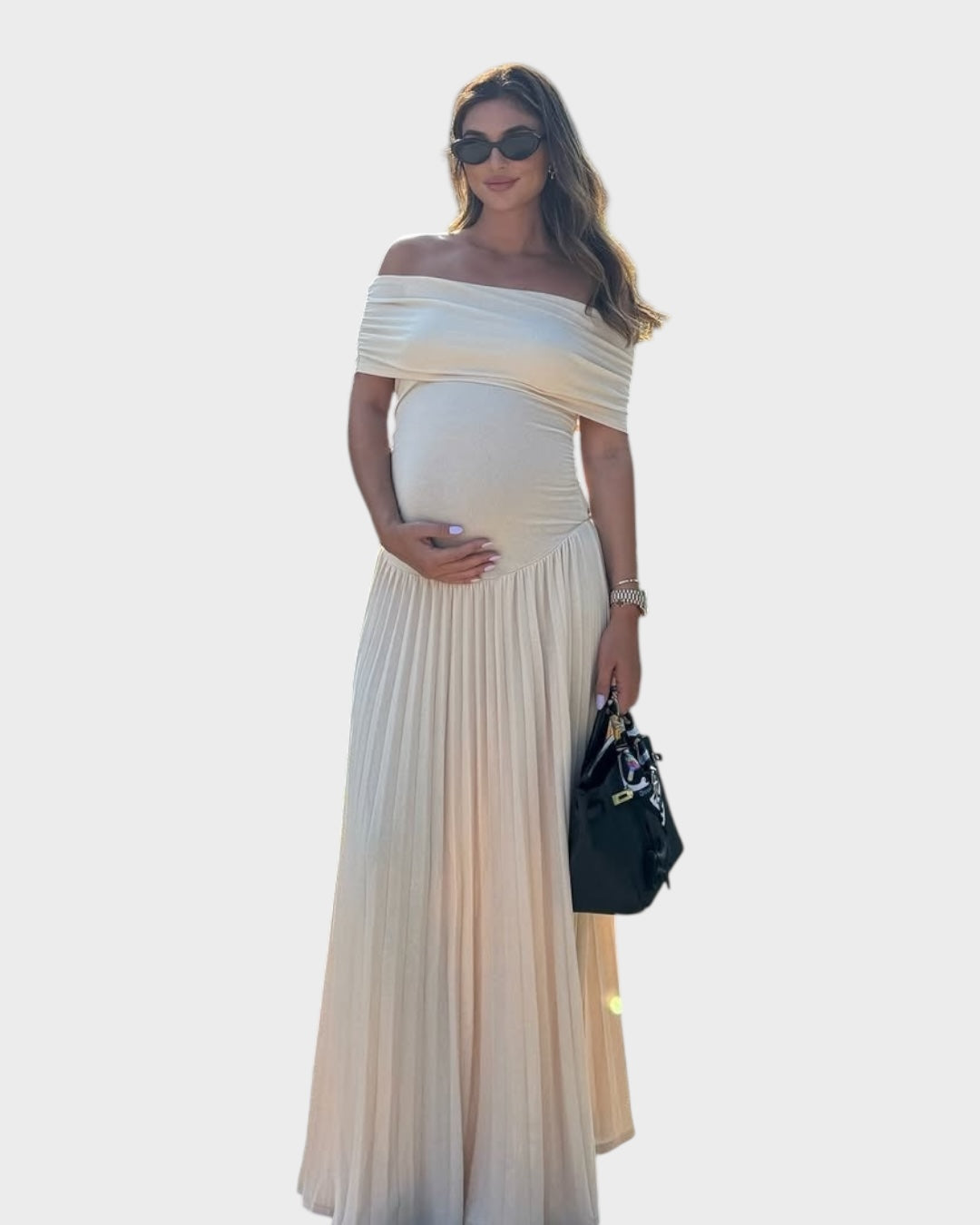 Amara - Maternity Maxi Dress with Pleats