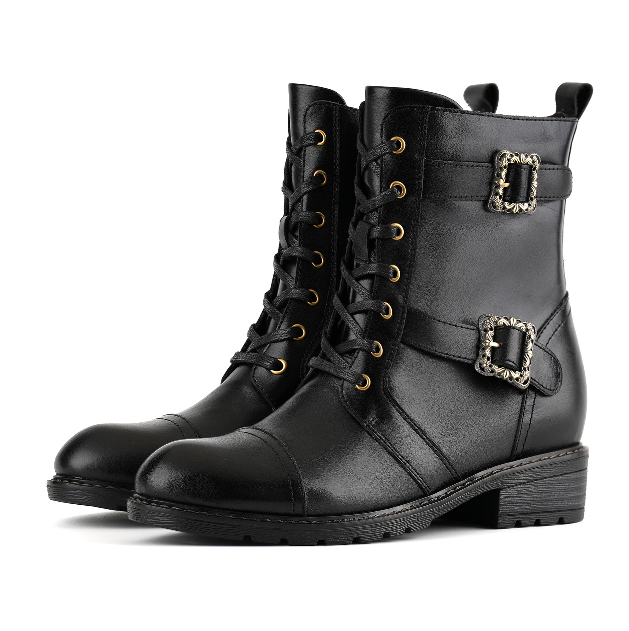 Lucy | Timeless Grace Floral Lace-Up Flat Ankle Boots