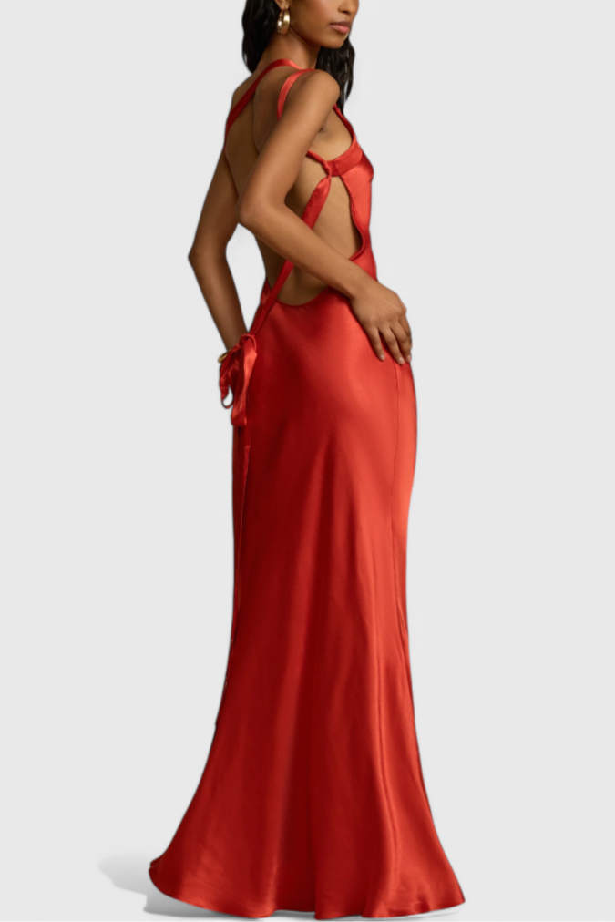 Lucra Maxi Dress with Diagonal Straps and Open Back
