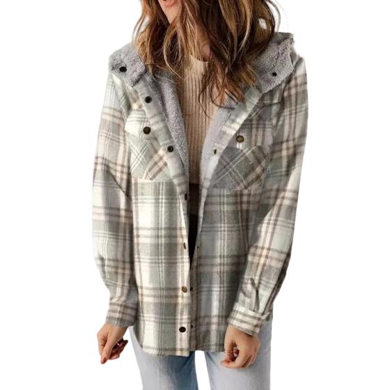 AMELIA - Women’s Plaid Hooded Flannel Jacket for Autumn & Winter