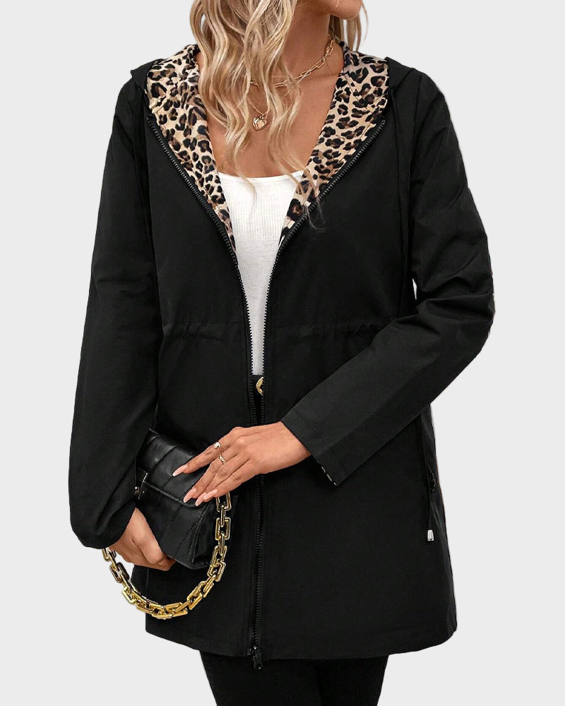 Dionissia | Reversible Jacket with Hat and Leopard Pattern