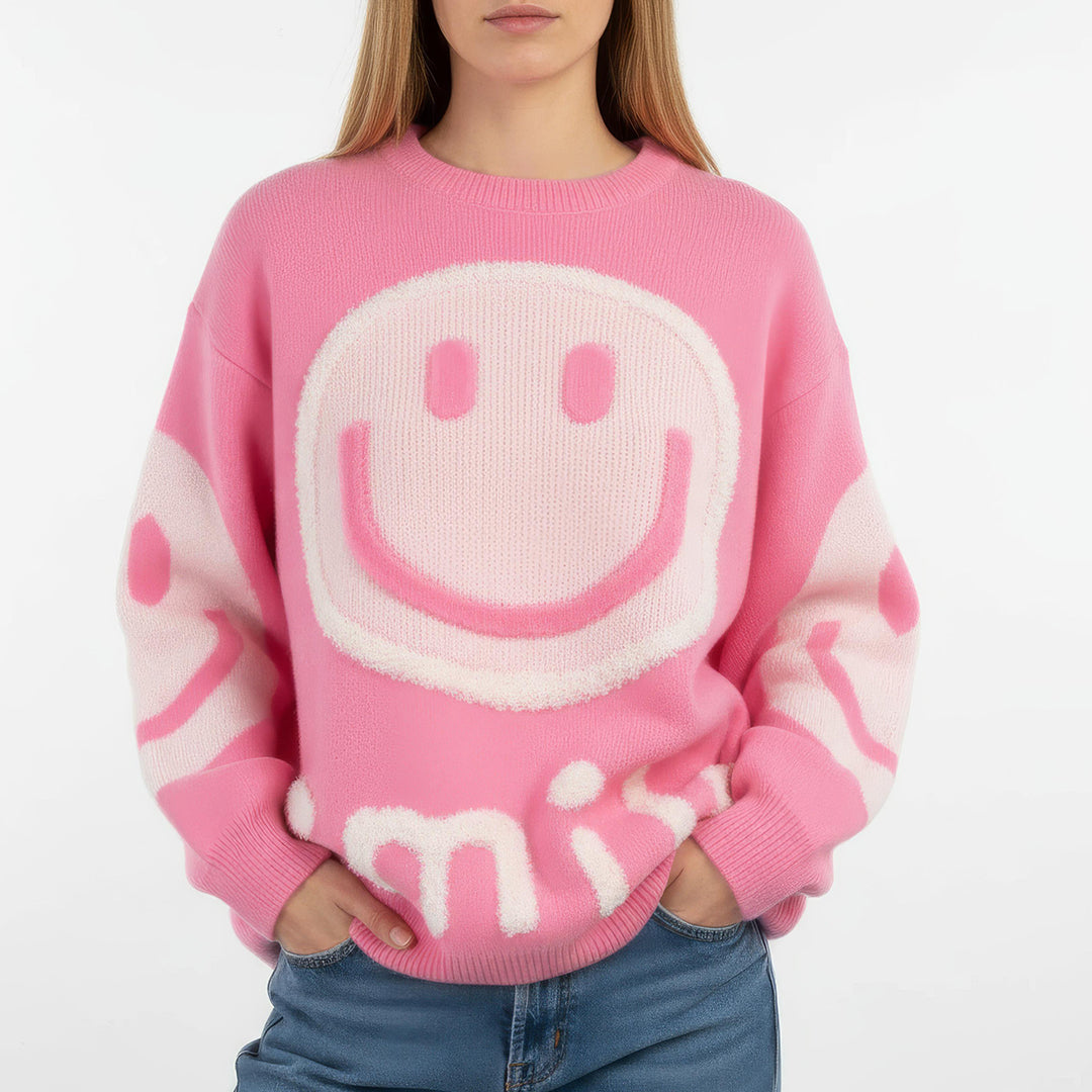 Paula - Oversized Fuzzy Smile Sweater
