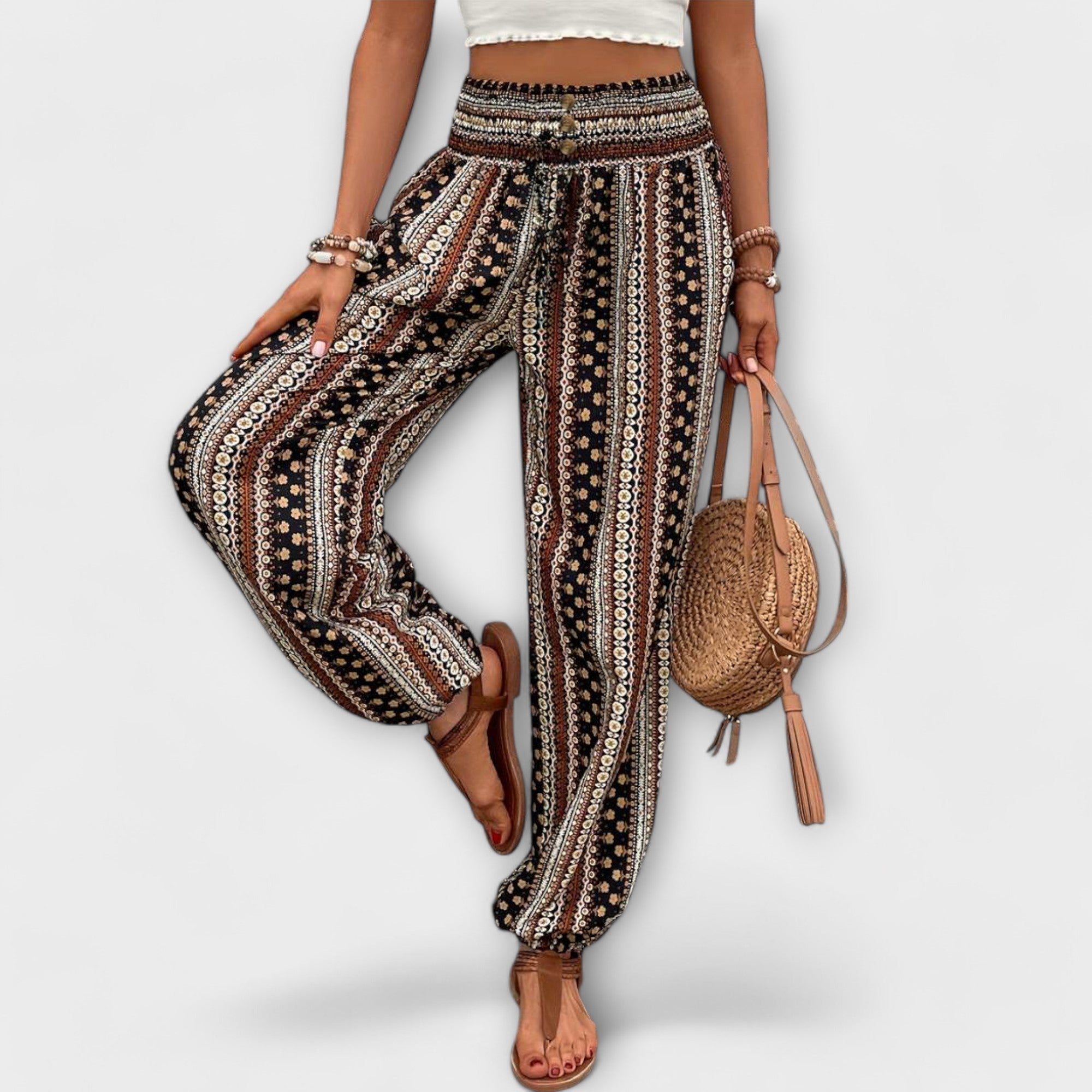 Scarlett - Trousers with ethnographic pattern