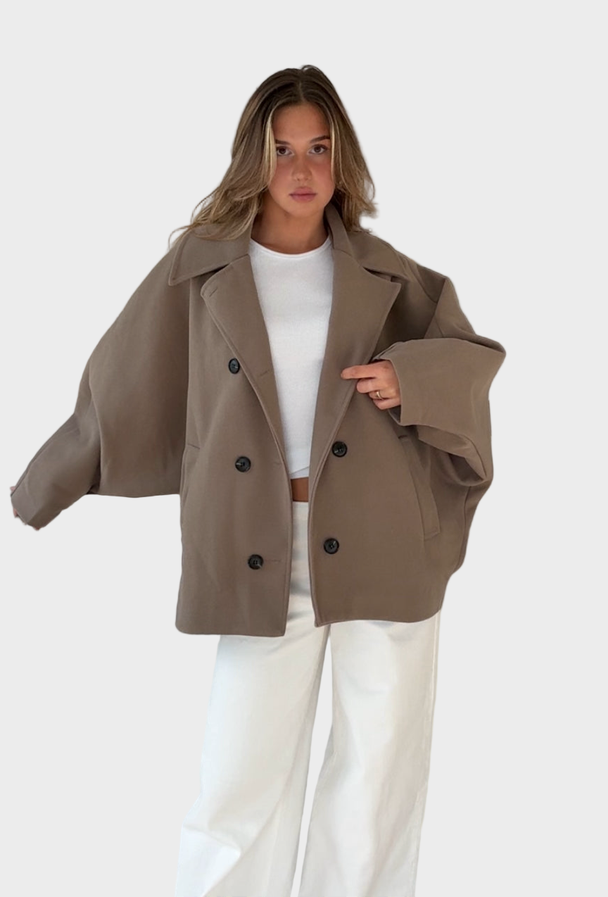 Široká bunda ve skořicové barvě