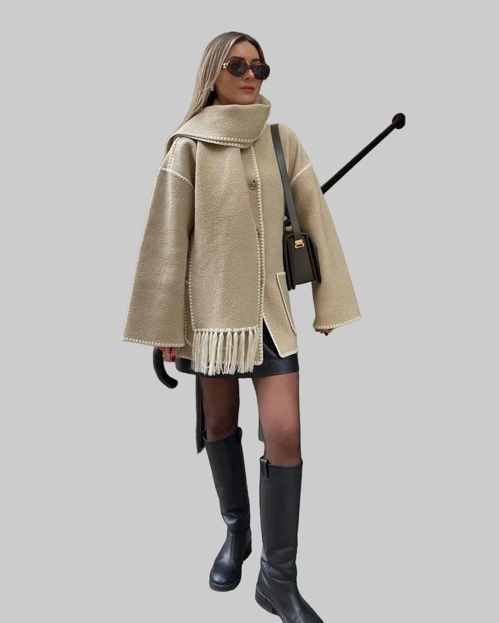 Vlněná bunda Cora Large s šálou