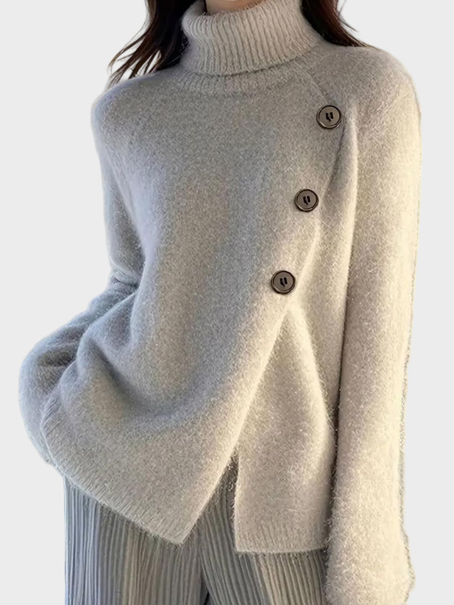 Women's Wool Sweater Blouse Long Sleeve Loose Solid Color