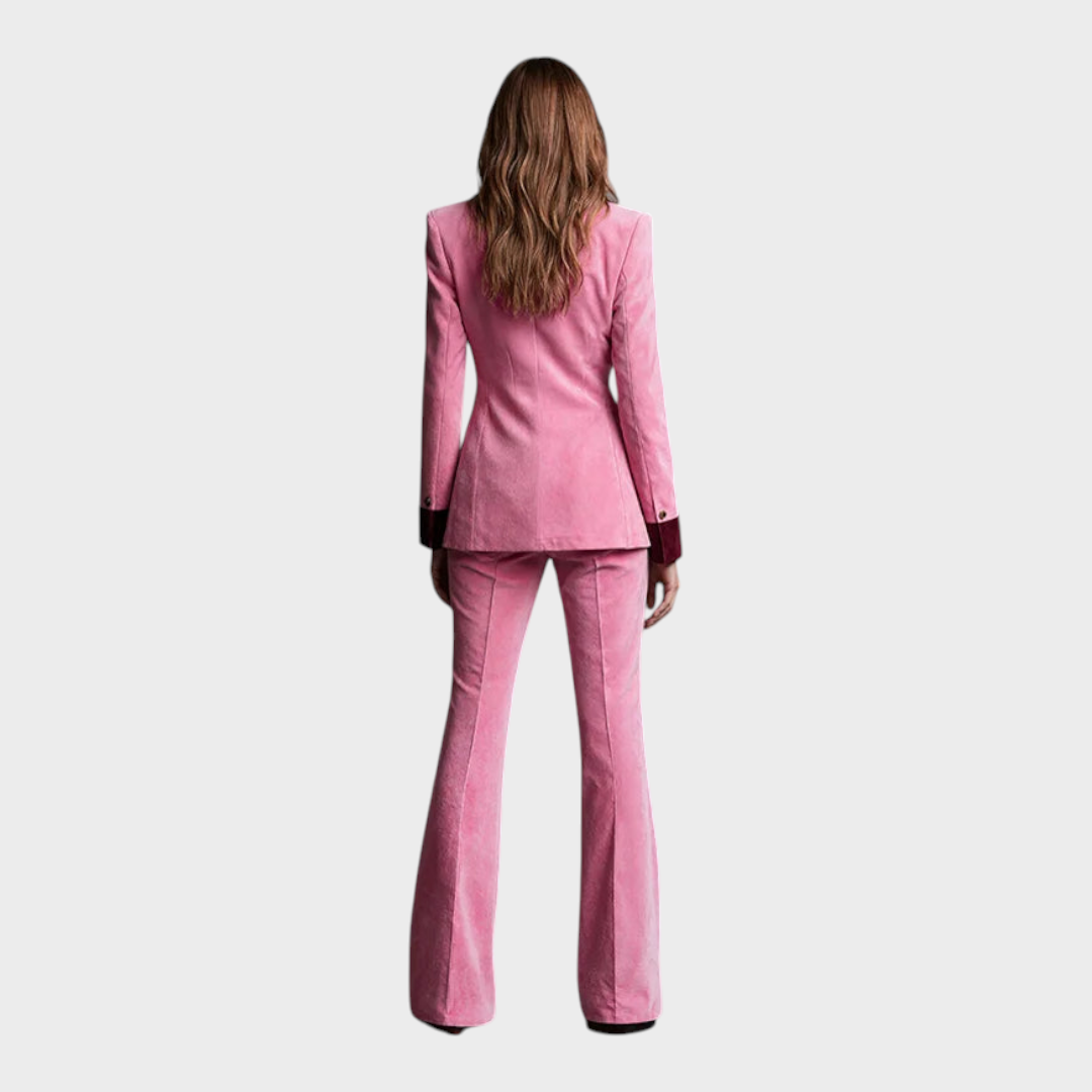 Britney | Pink Velvet 2-Piece Suit with Colors