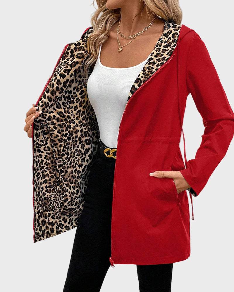 Dionissia | Reversible Jacket with Hat and Leopard Pattern