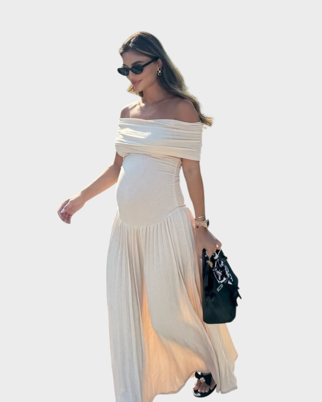 Amara - Maternity Maxi Dress with Pleats