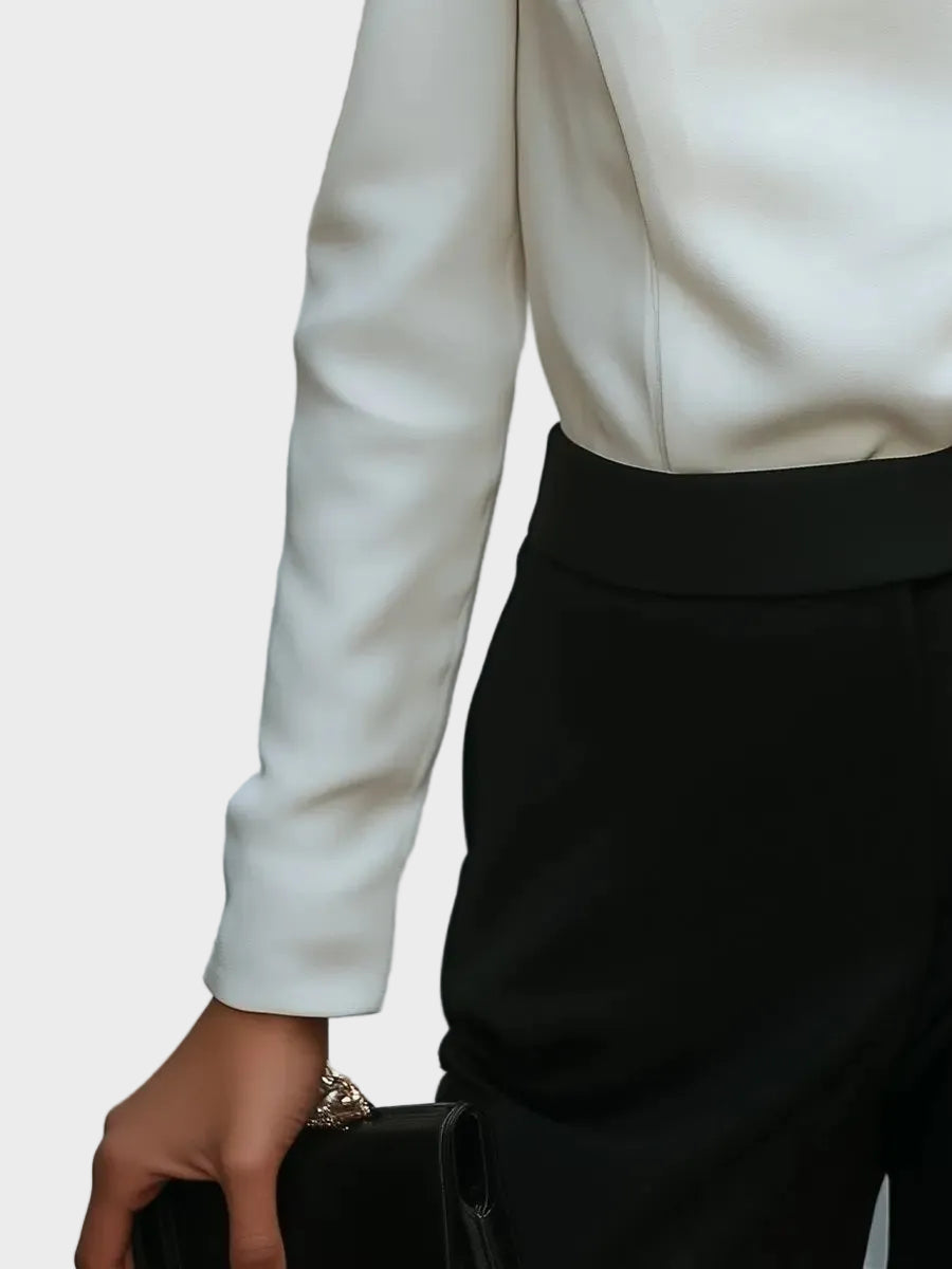 Hira| Asymmetric Button-Front White Top - Blouse