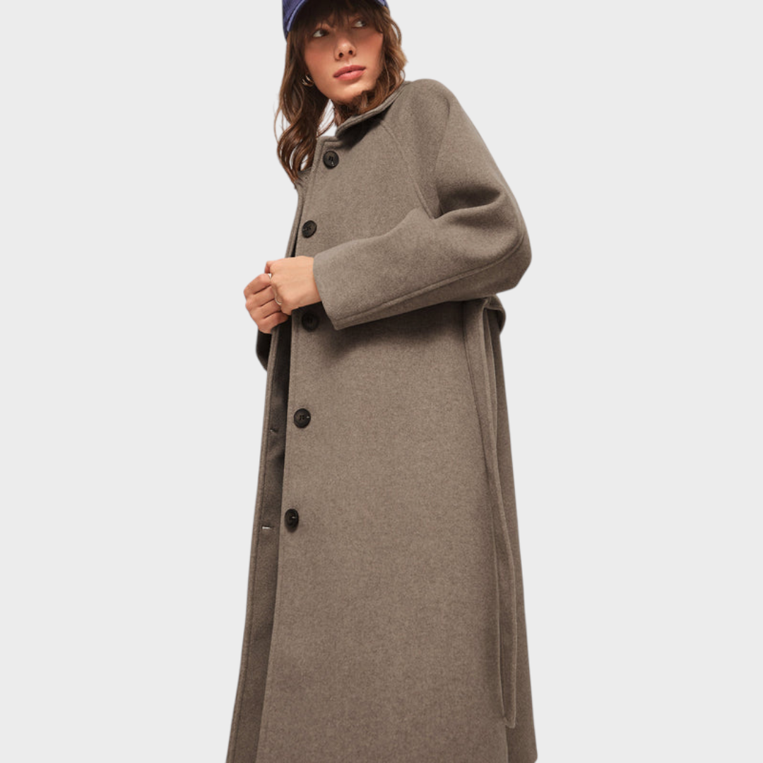 Angelique | Oversized Brushed Long Coat with Belt