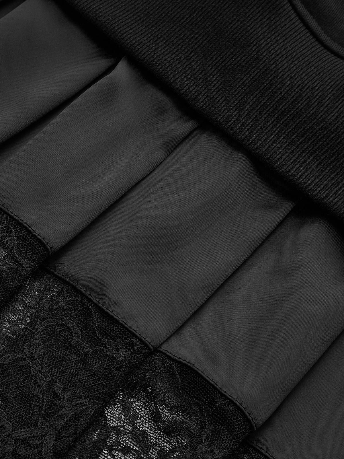 Katie - Pleated Hem Lace-Trimmed Sweatshirt Dress