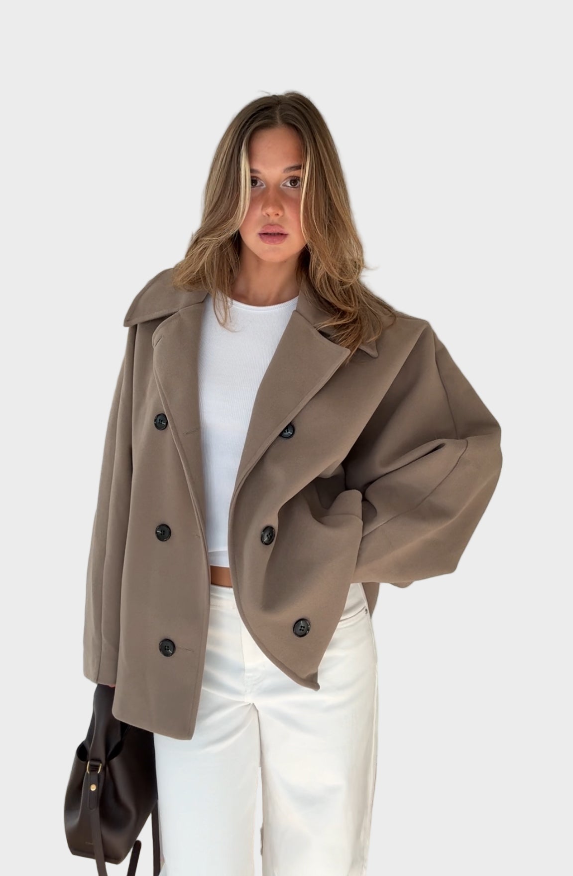 Wide-leg jacket in cinnamon color