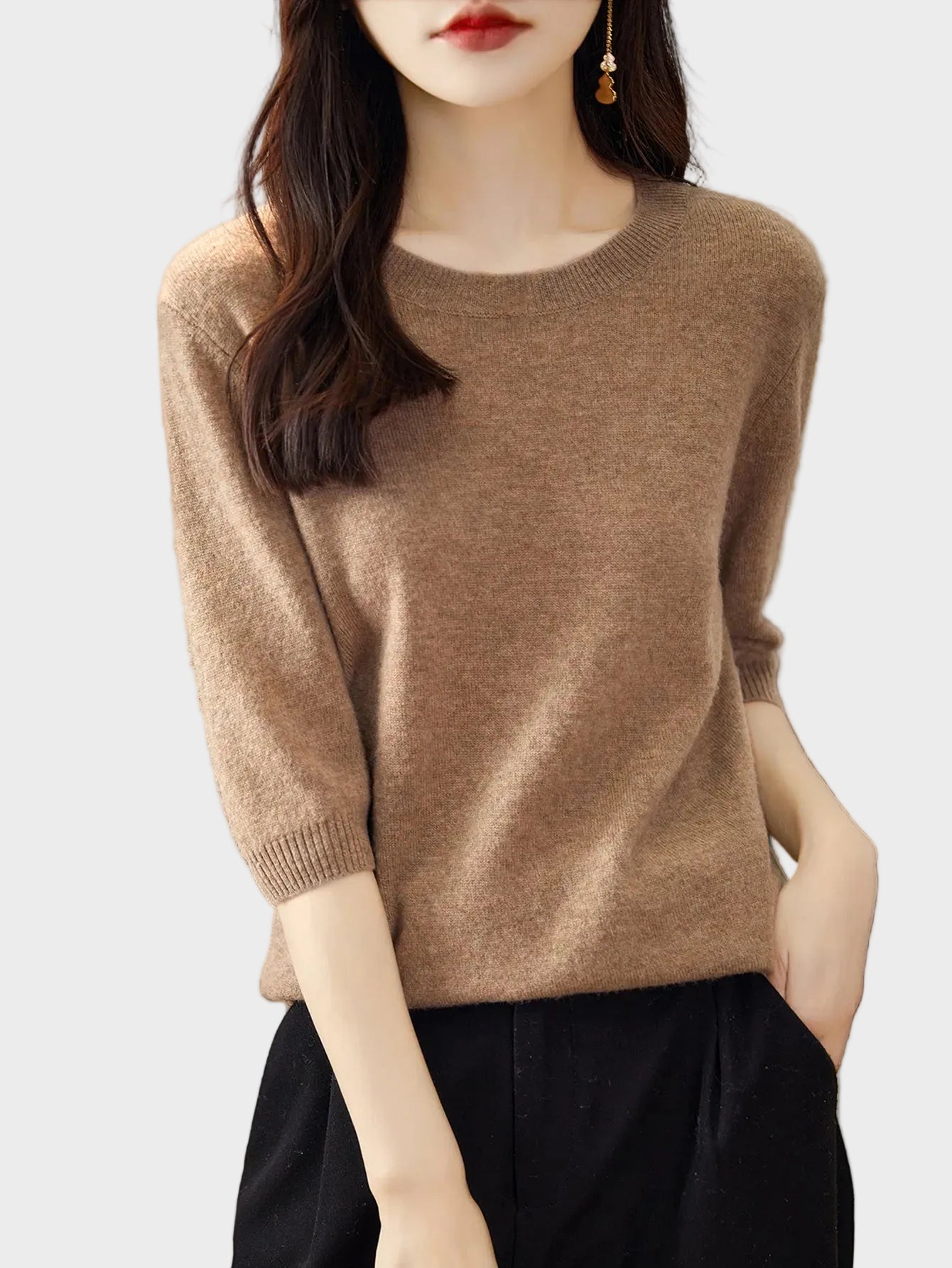 Eureka | 100% Merino Wool Crewneck Half Sleeve Sweater