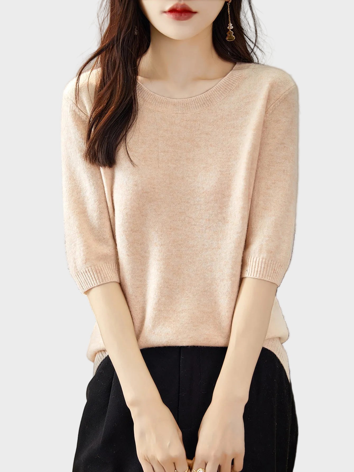 Eureka | 100% Merino Wool Crewneck Half Sleeve Sweater