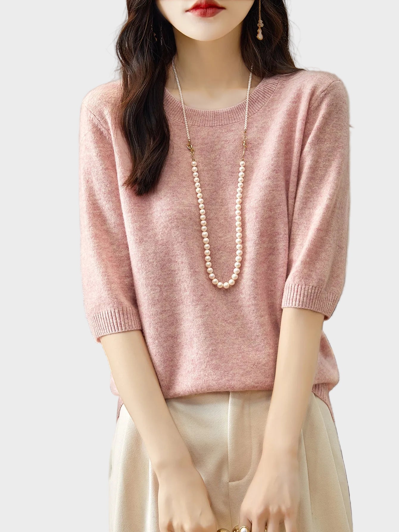 Eureka | 100% Merino Wool Crewneck Half Sleeve Sweater