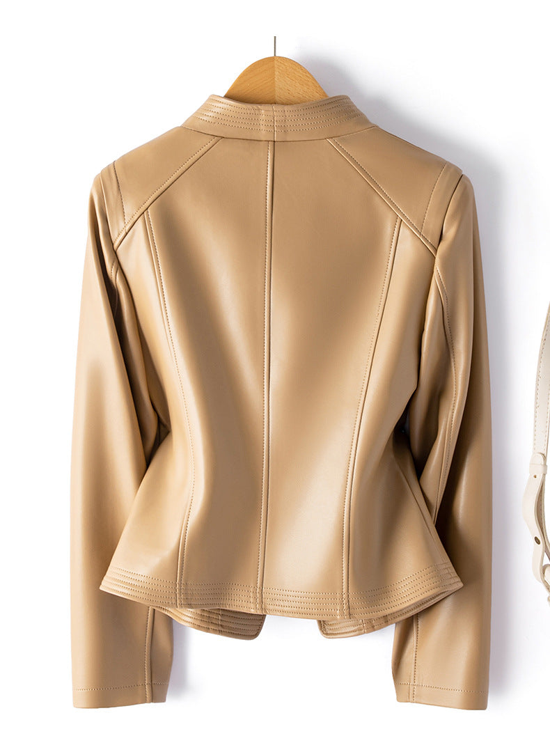 Clarisse sheepskin leather motorcycle jacket