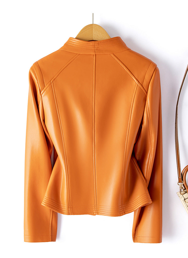 Clarisse sheepskin leather motorcycle jacket