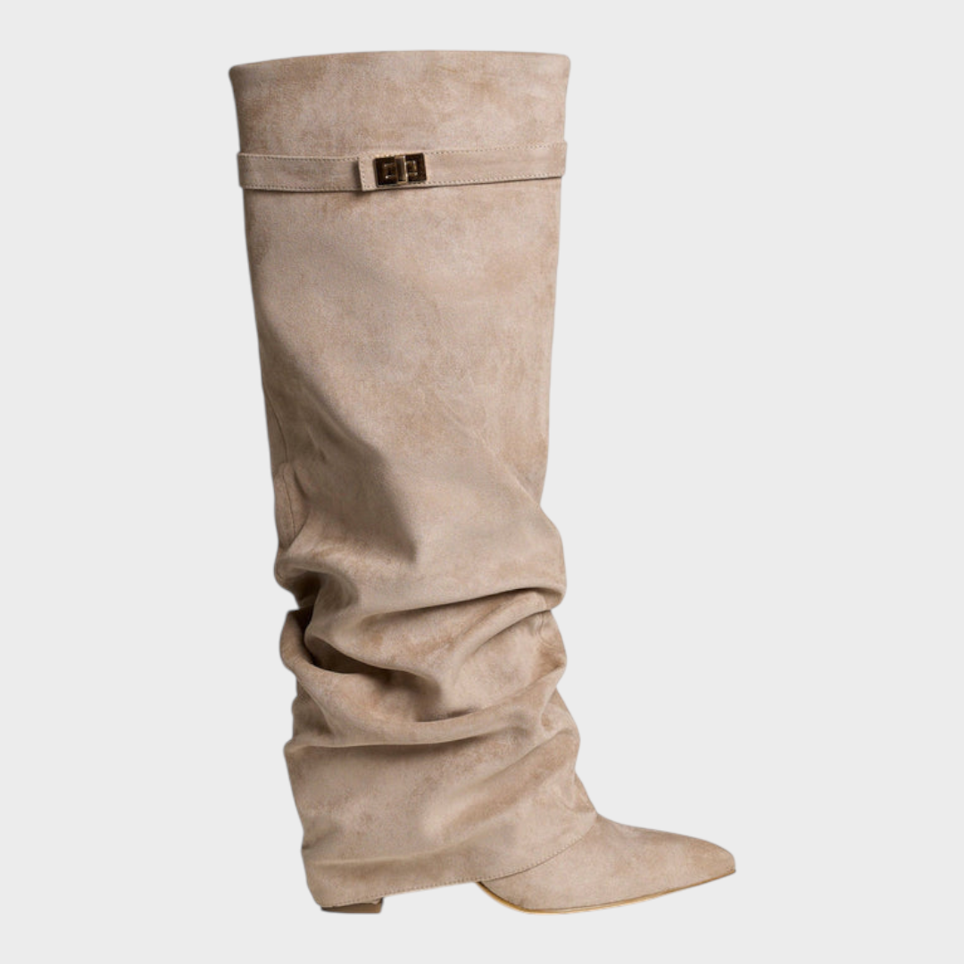 Jazzie | Lavista Suede Knee-High Boots - Beige