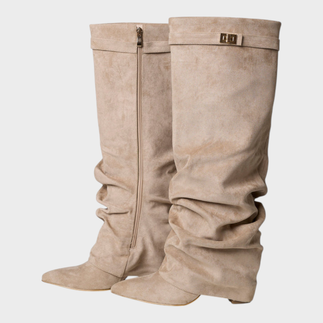 Jazzie | Lavista Suede Knee-High Boots - Beige