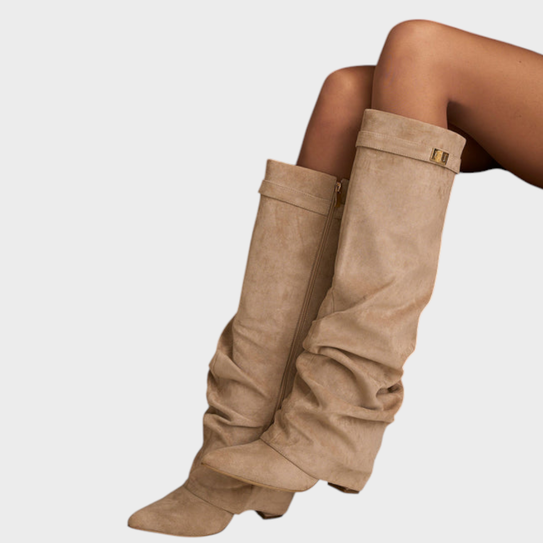 Jazzie | Lavista Suede Knee-High Boots - Beige