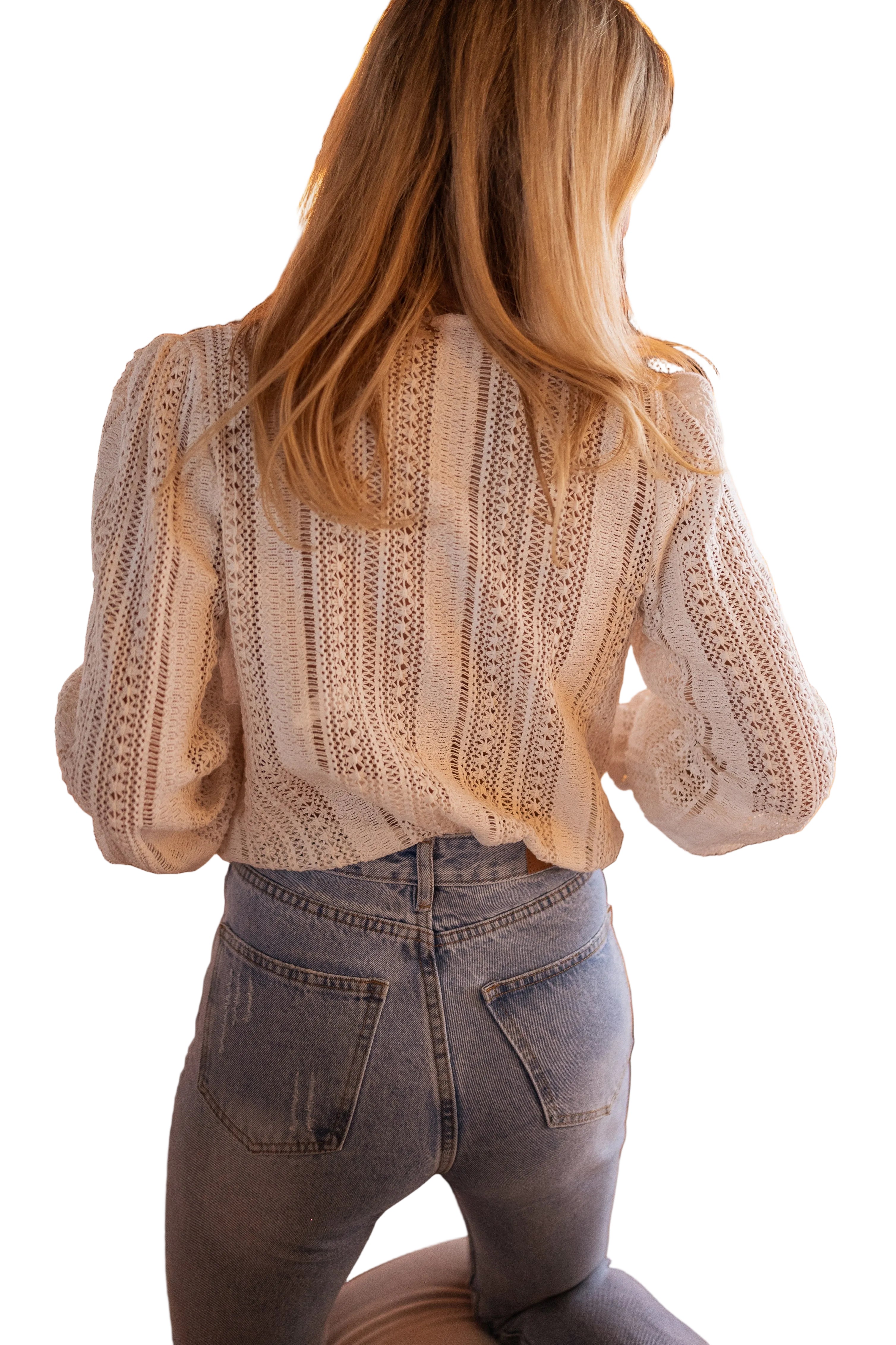 Angela | Ecru Crochet Arlyne Blouse