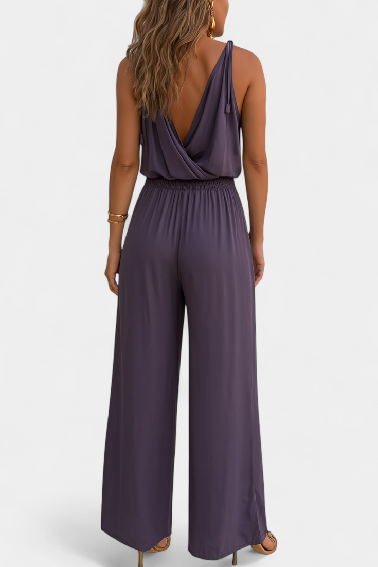 Donatilla Jumpsuit with Gold Details and Open Back