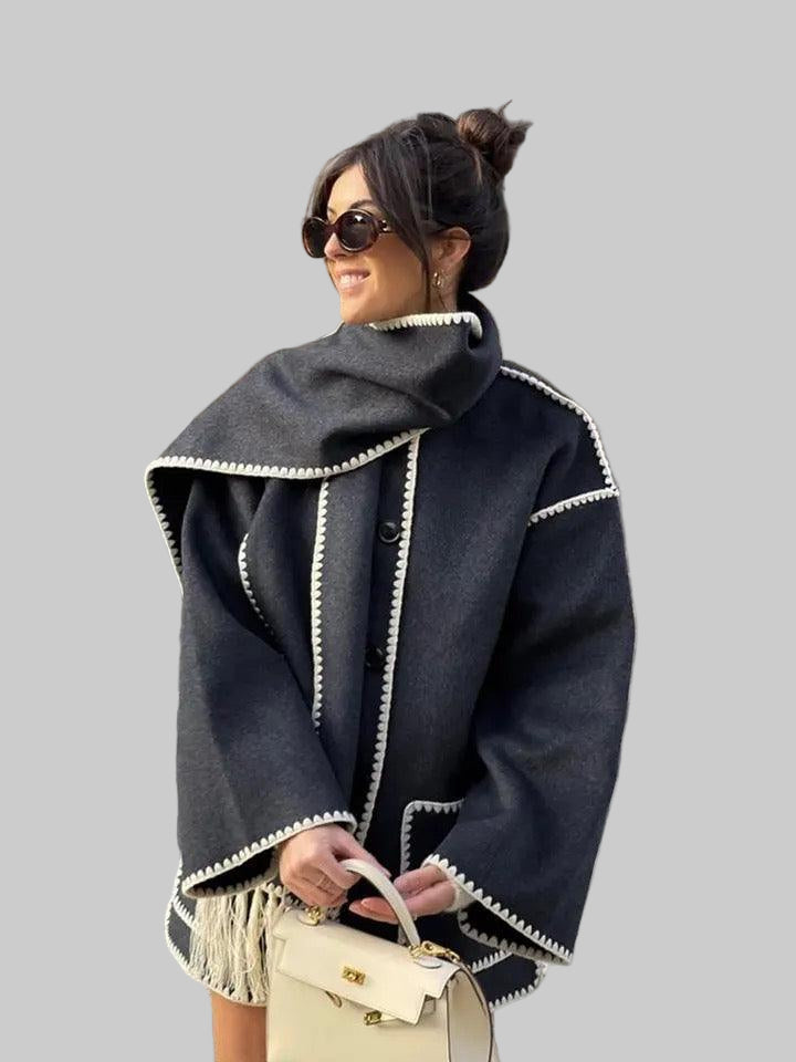 Vlněná bunda Cora Large s šálou