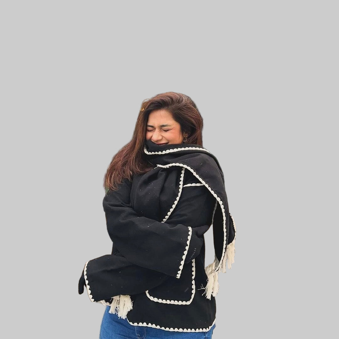 Vlněná bunda Cora Large s šálou