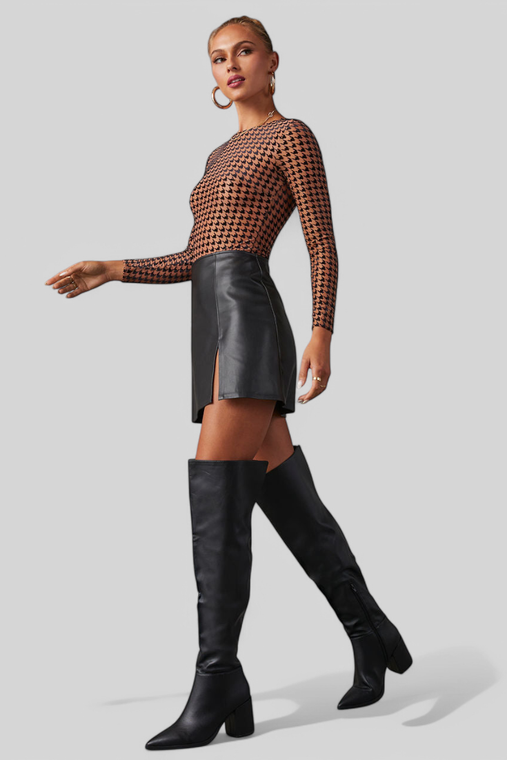 Bella Black Over-the-Knee Boots with Wide Heels