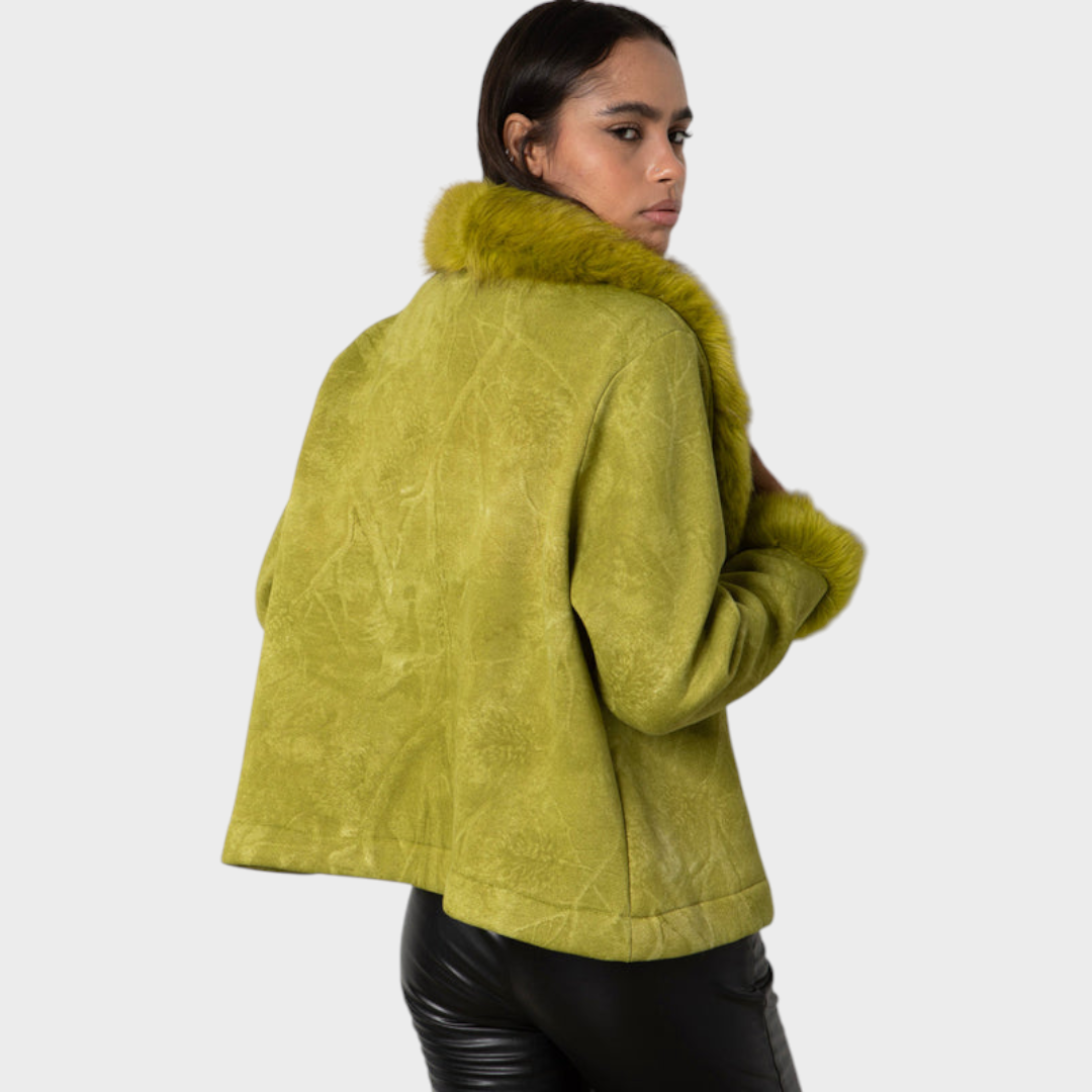 Nathalie | Green Faux Fur Jacket
