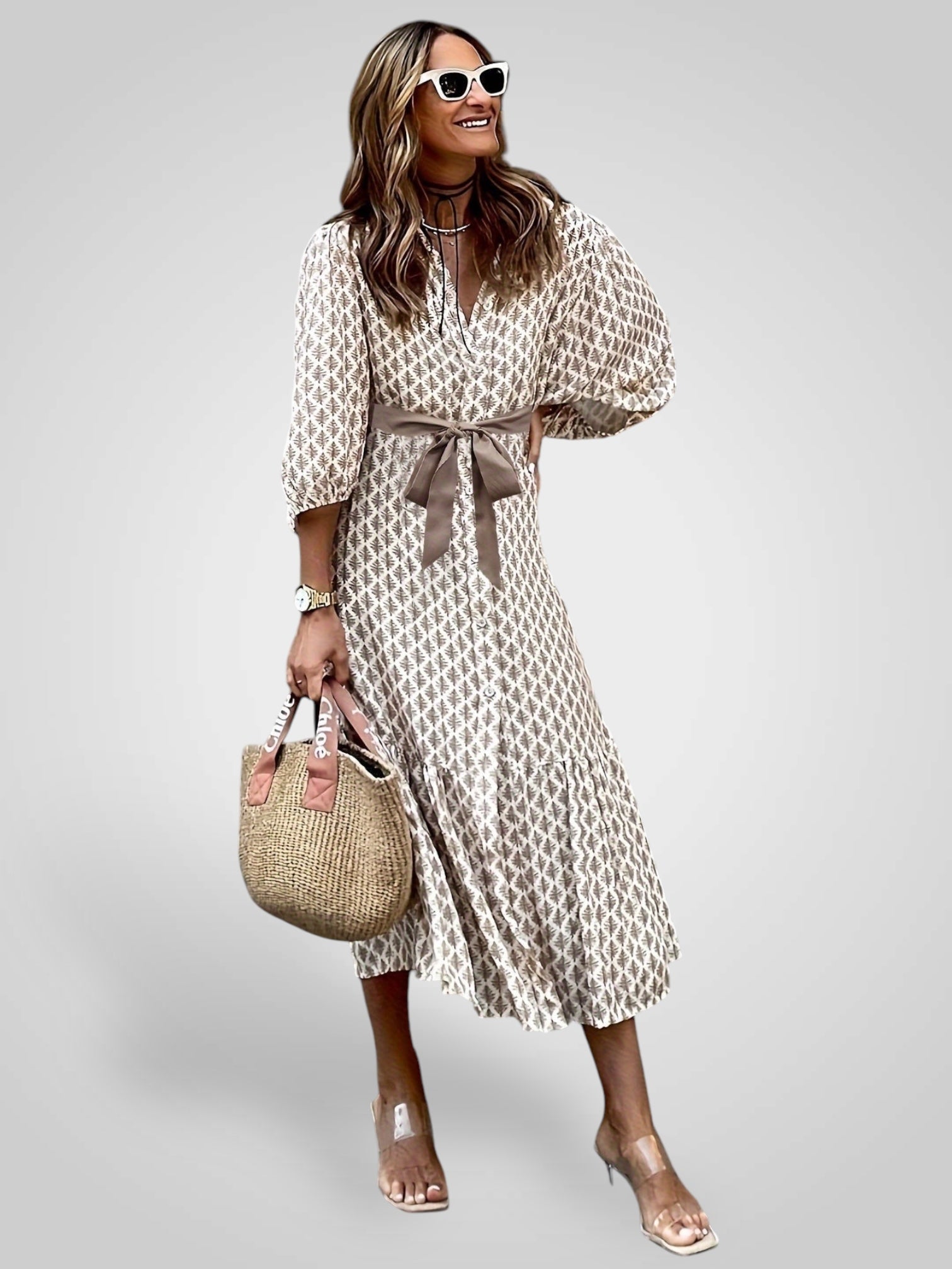 Diana | Elegant Dress with Buttons and Belt