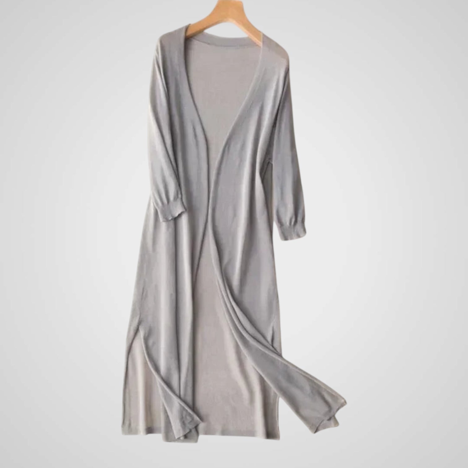 Wendy | Women's Long Cardigan - Lightweight Knit - 3/4 Sleeve - Overlay Required