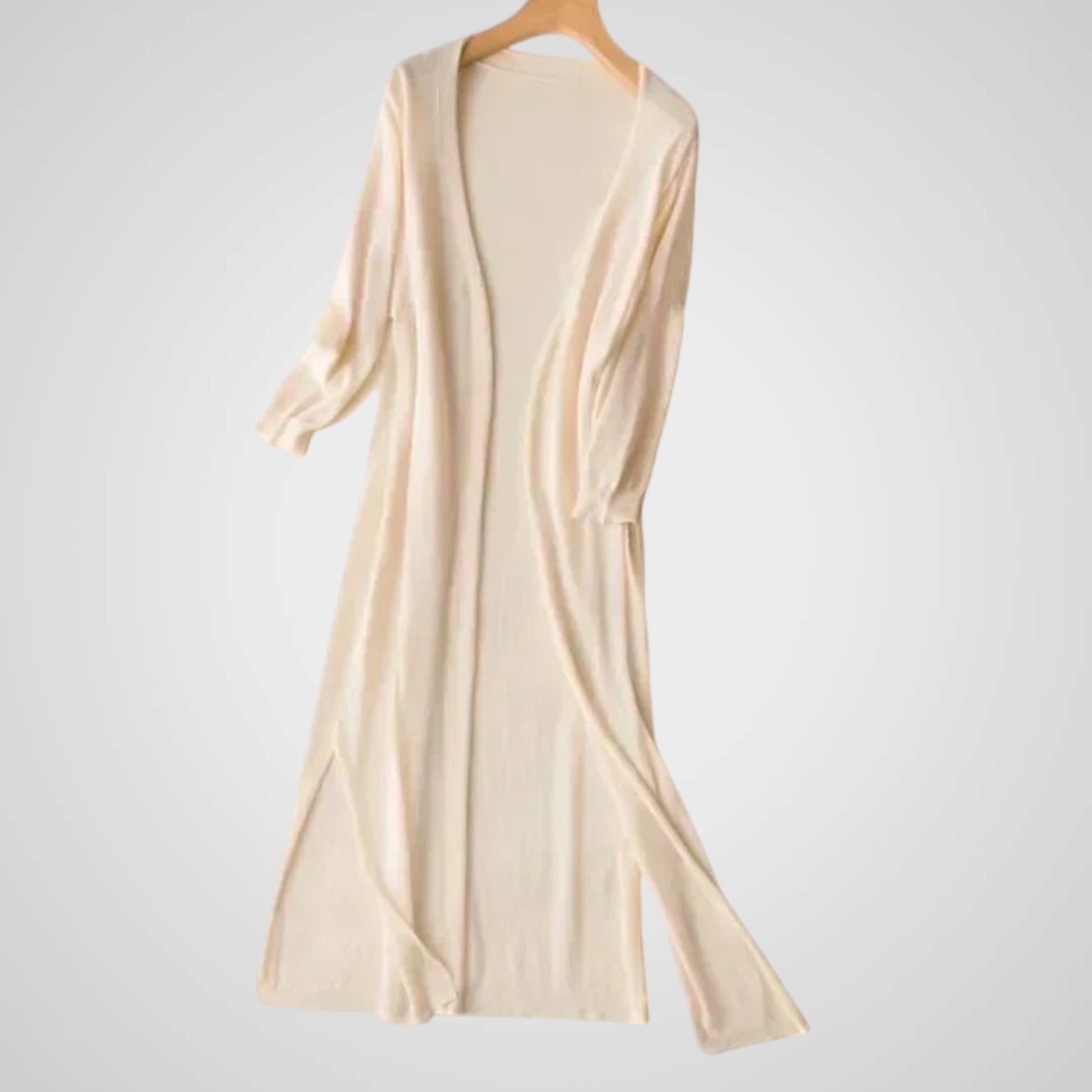 Wendy | Women's Long Cardigan - Lightweight Knit - 3/4 Sleeve - Overlay Required