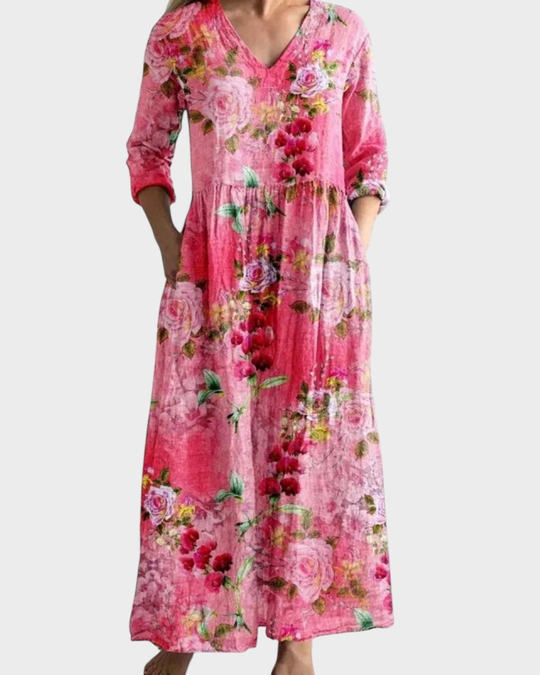 C&G™ | Retro Long Dress with Floral Pattern