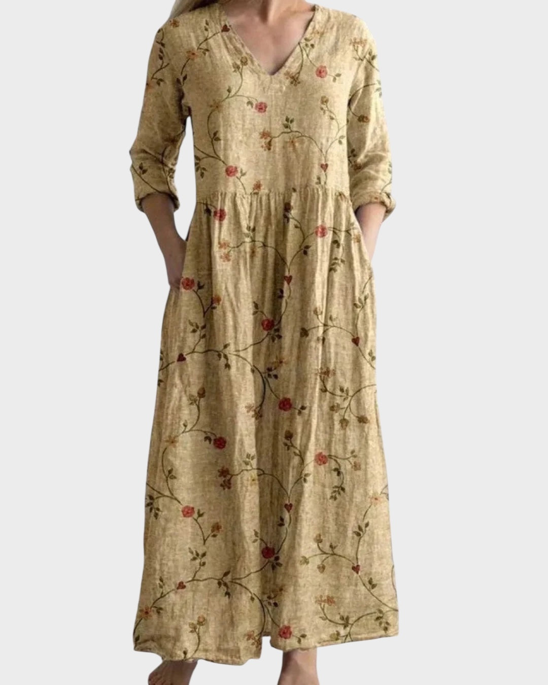 C&G™ | Retro Long Dress with Floral Pattern
