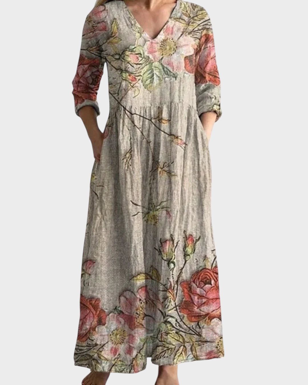C&G™ | Retro Long Dress with Floral Pattern