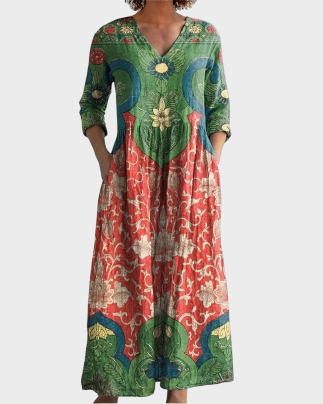 C&G™ | Retro Long Dress with Floral Pattern