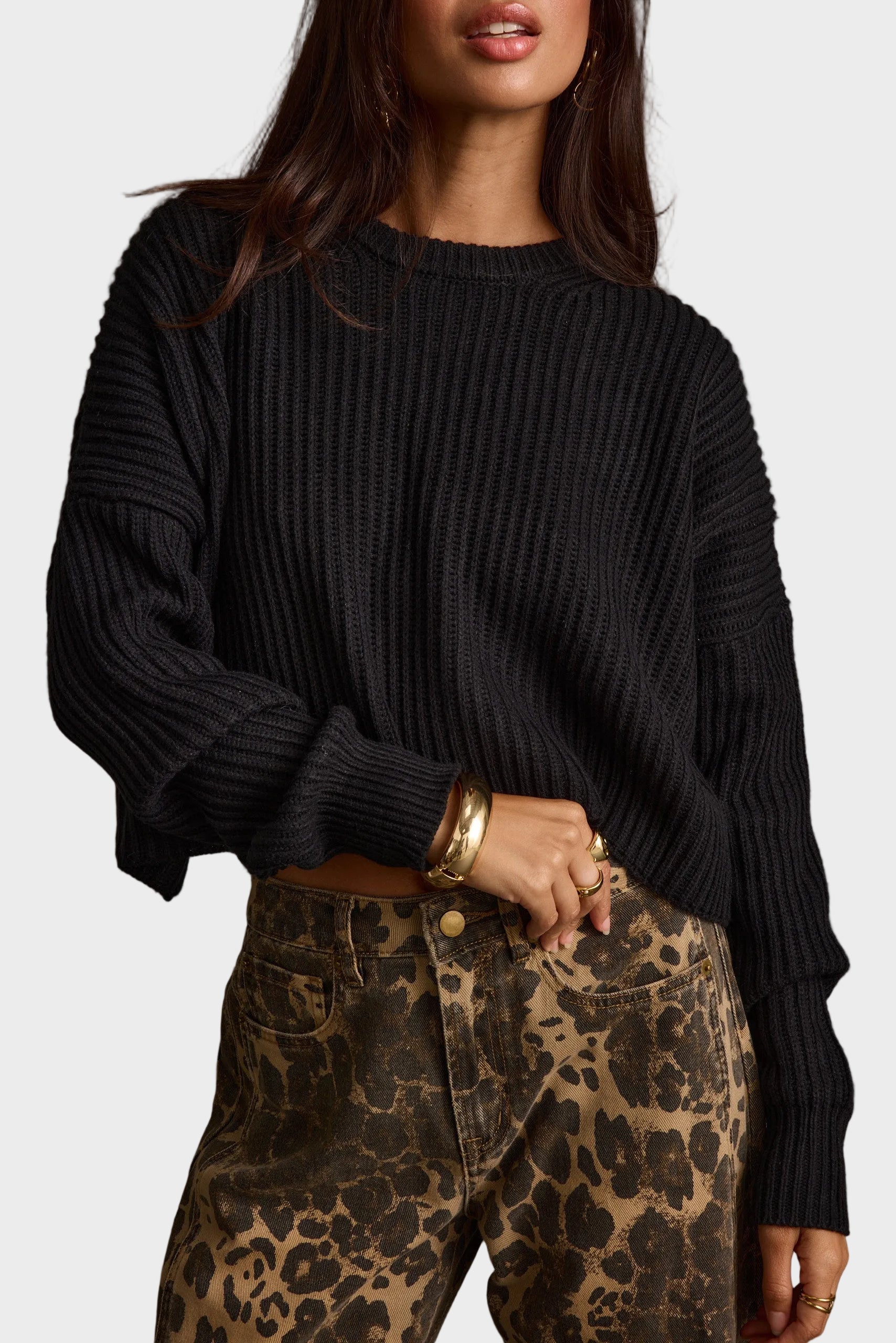Maxine Black Cropped Sweater