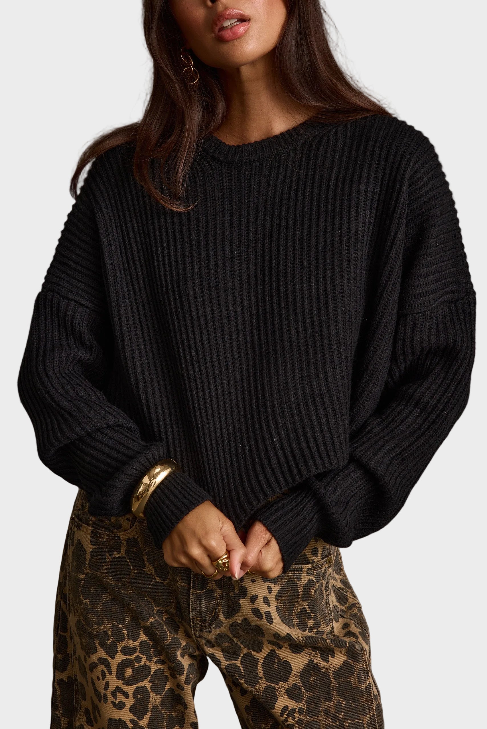 Maxine Black Cropped Sweater