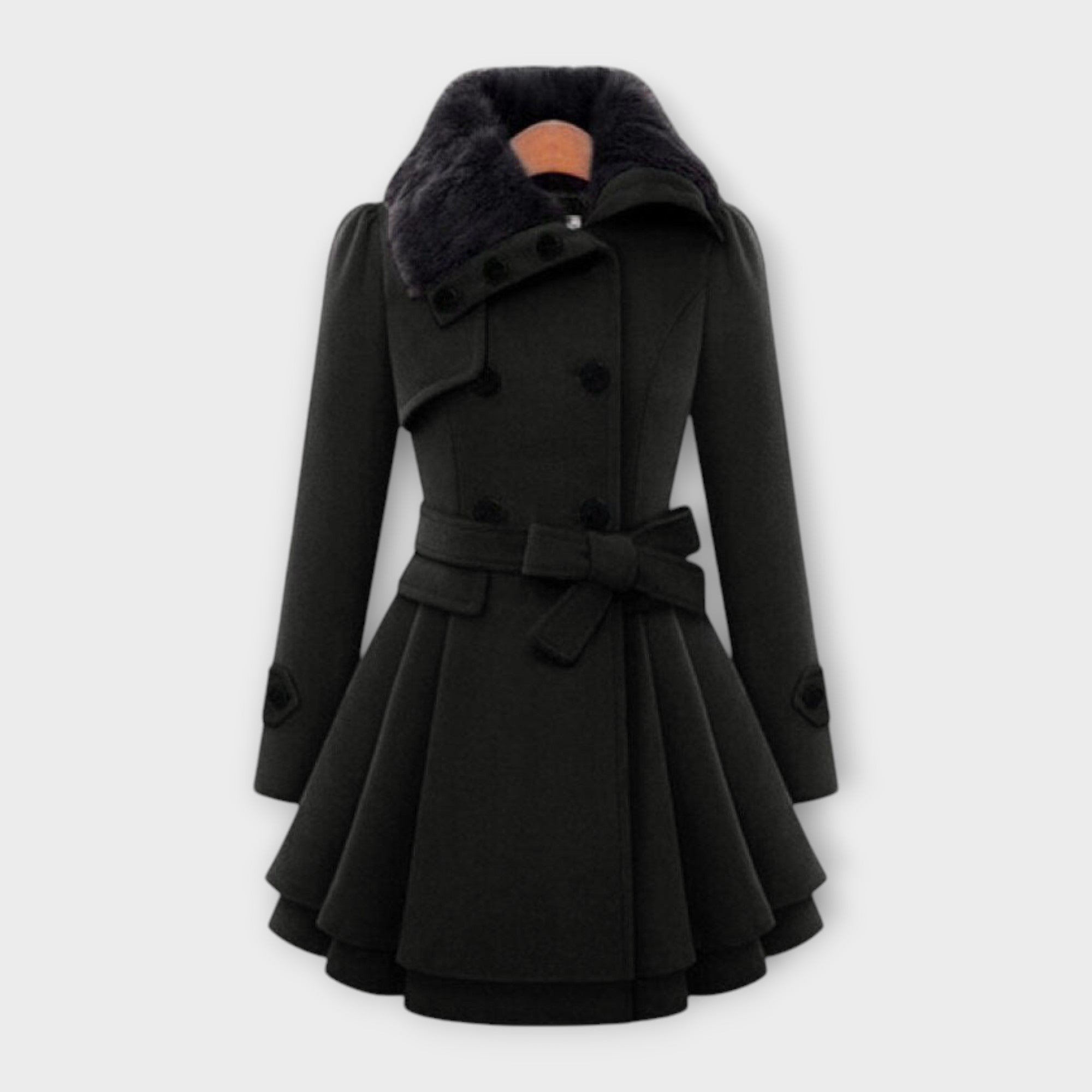 Emma - Elegant coat with faux fur
